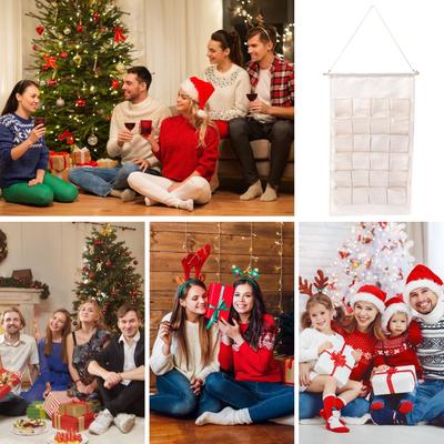 Fabric Countdown Pockets To Fill 24-Day Hangable Count Down To Christmas Empty Pockets For Children Boys Girls Kids Students