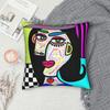 Funky Lady With Hat Art Face Picasso Square Pillowcases Polyester Seat Cushion Case Cool Home Decoration Pillowcase 45*45