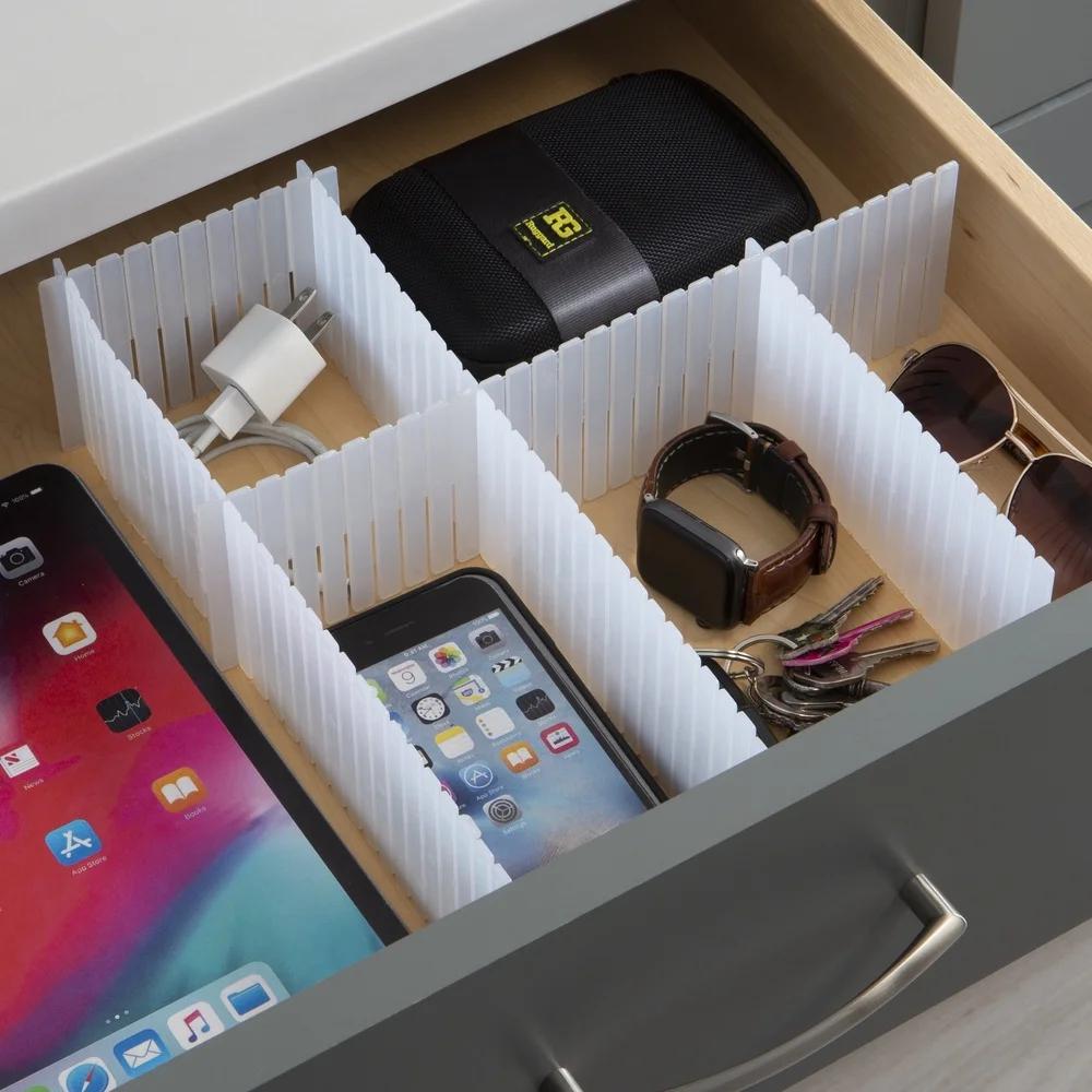 Customizable Drawer Organizer Set 3 Interlocking Dividers Easy Storage Tidy Modular Design Ideal Bedroom Kitchen Office