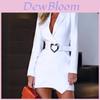 Business Dress With Turndown Collar And Stretch Polyester For Youth Office Wear