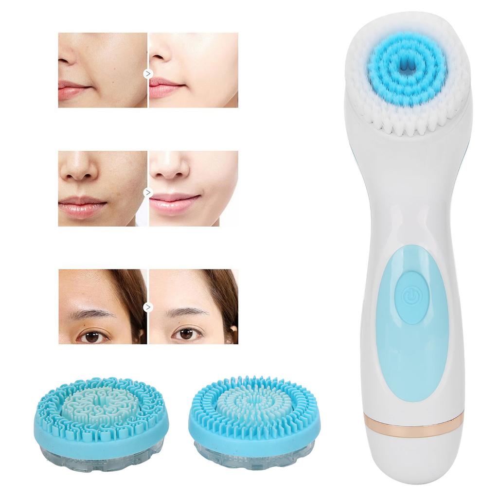 USB Charging Electric Facial Cleansing Brush Waterproof Silicone Face Pore Cleaner (Blue)