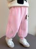 Girls' Cartoon Fleece Sweatpants - Thick, Warm, and Stylish for Autumn/Winter 2025