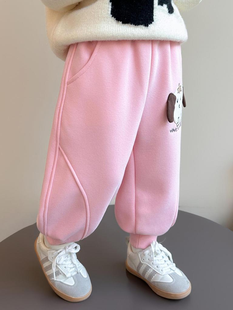 Girls' Cartoon Fleece Sweatpants - Thick, Warm, and Stylish for Autumn/Winter 2025