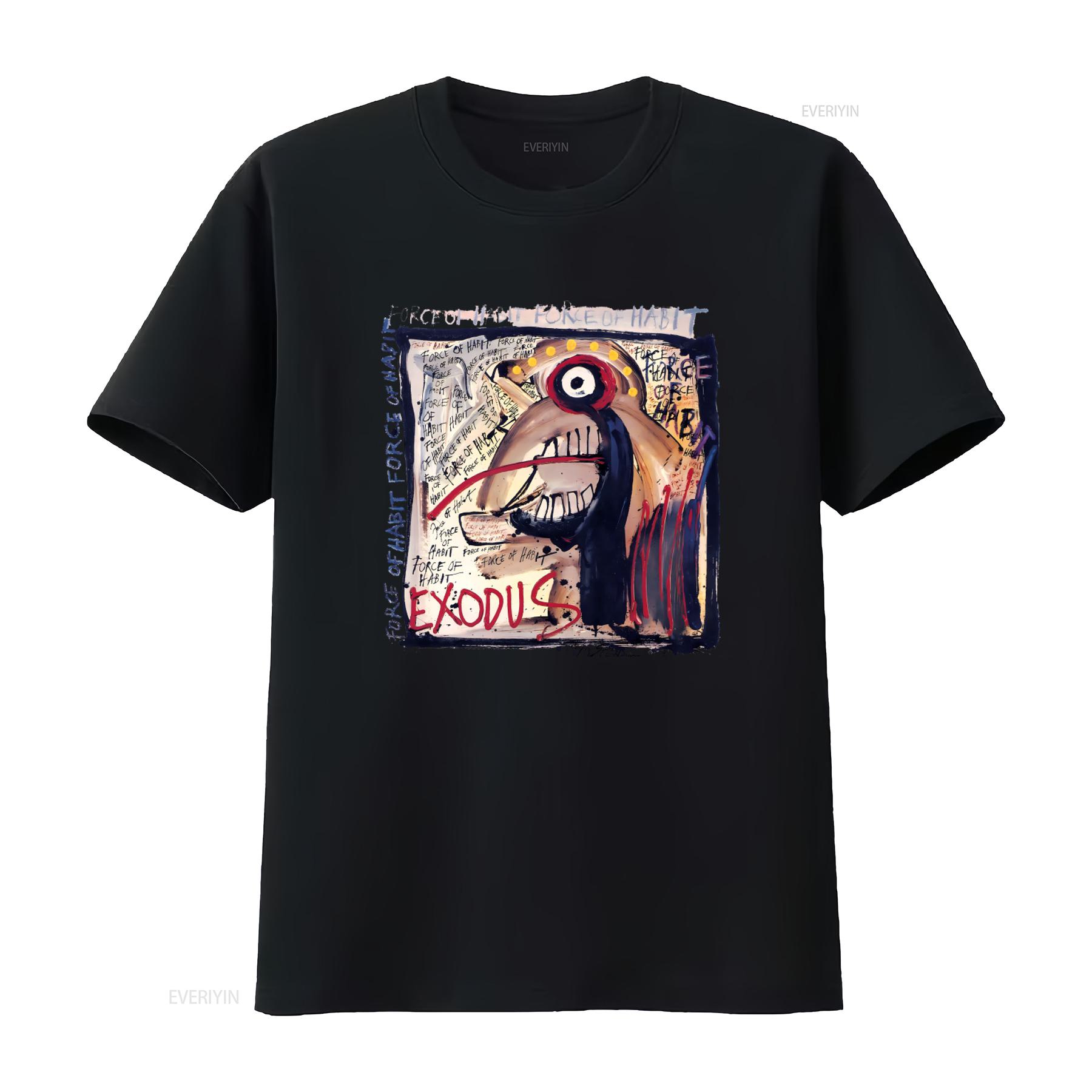 

EXODUS T Shirt Force of Habit Art Print Bold Design Hot New Fashion vintage Washed Top For Everyday Wear streetwear graphic 4XL