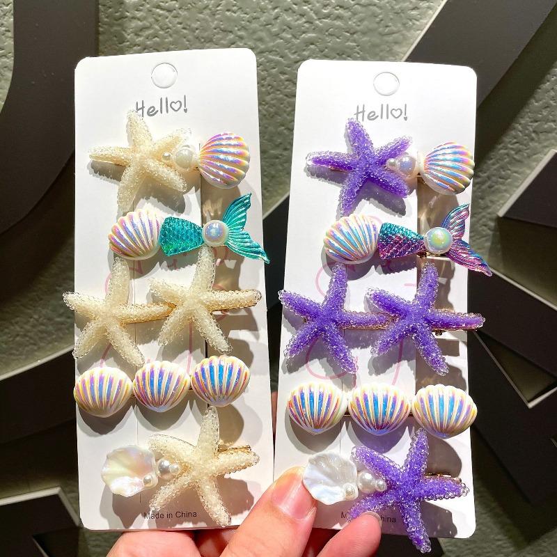 New Cute Candy Color Sugar Starfish Hair Clips for Girls Bangs Side Clips Duckbill Clips Korean Fashion Women Hair Accessories