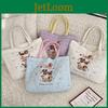 Adorable Quilted Cotton Dog Embroidery Handheld Tote Bag For Shopping And Lunch