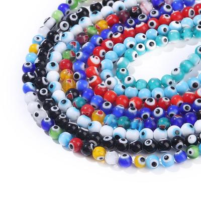 4/6/8mm Round Shape Evil-Eye Patterns Millefiori Glass Beads For DIY Jewelry Making