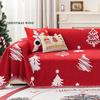 Christmas Sofa Cover Throw Blanket Red Snowflake Santa Chenille Sofa Towel Universal Furniture Protector with Tassels Xmas Home Decor for Living Room