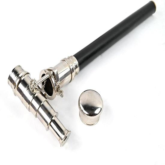 Teleskop-Gehstock, Chrom-Finish, Kostüm, Holzstock, faltbar, Rosenholz, Steampunk-Stil