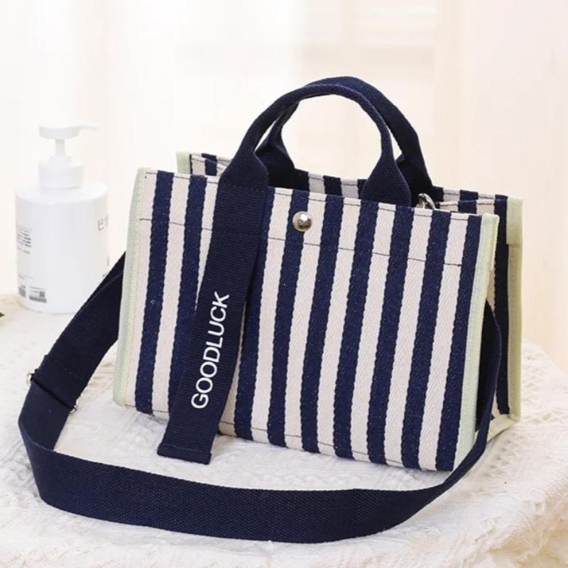 Sle Casual Canvas-Tragetasche Wasserdichte Pendler-Umhängetasche Modische Gestreifte Große Kapazität Handtasche für Jugendliche