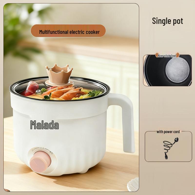 Compact Multifunctional Electric Cooking Pot for Dorms - Steamer, Boiler, Stir-Fryer, and Pan in One