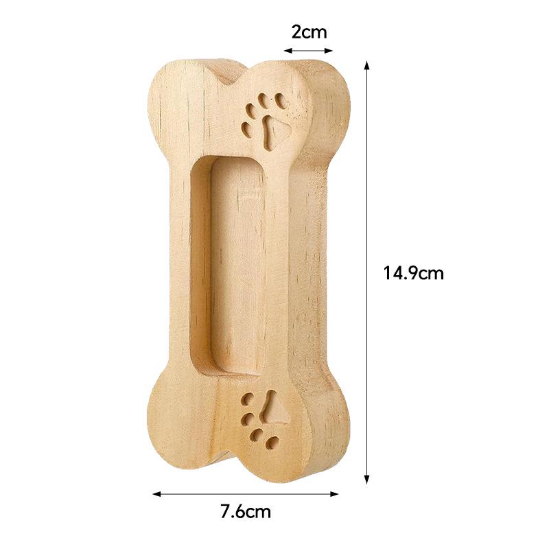 Solid Wood Business Card Holder - Carved Pet Paw Print & Bone Shape Design