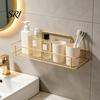 Bathroom Clutter Organizer Adhesive Storage Rack Wall Mounted Large Capacity Stable Load-bearing with Hollow Drainage Anti-Rust for Kitchen