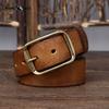 Vintage Handmade Men's Leather Belt Top Layer Pure Cowhide Copper Buckle Jeans Leather Belt