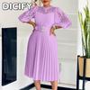DICFY Women's Fashion Summer Spring Solid Color Print O-Neck 3/4 Sleeves Casual Dresses