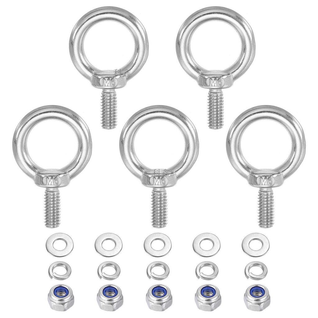 M6 Lifting Eyebolt with Hex Nut and Washers for Hanging Chains/Ropes