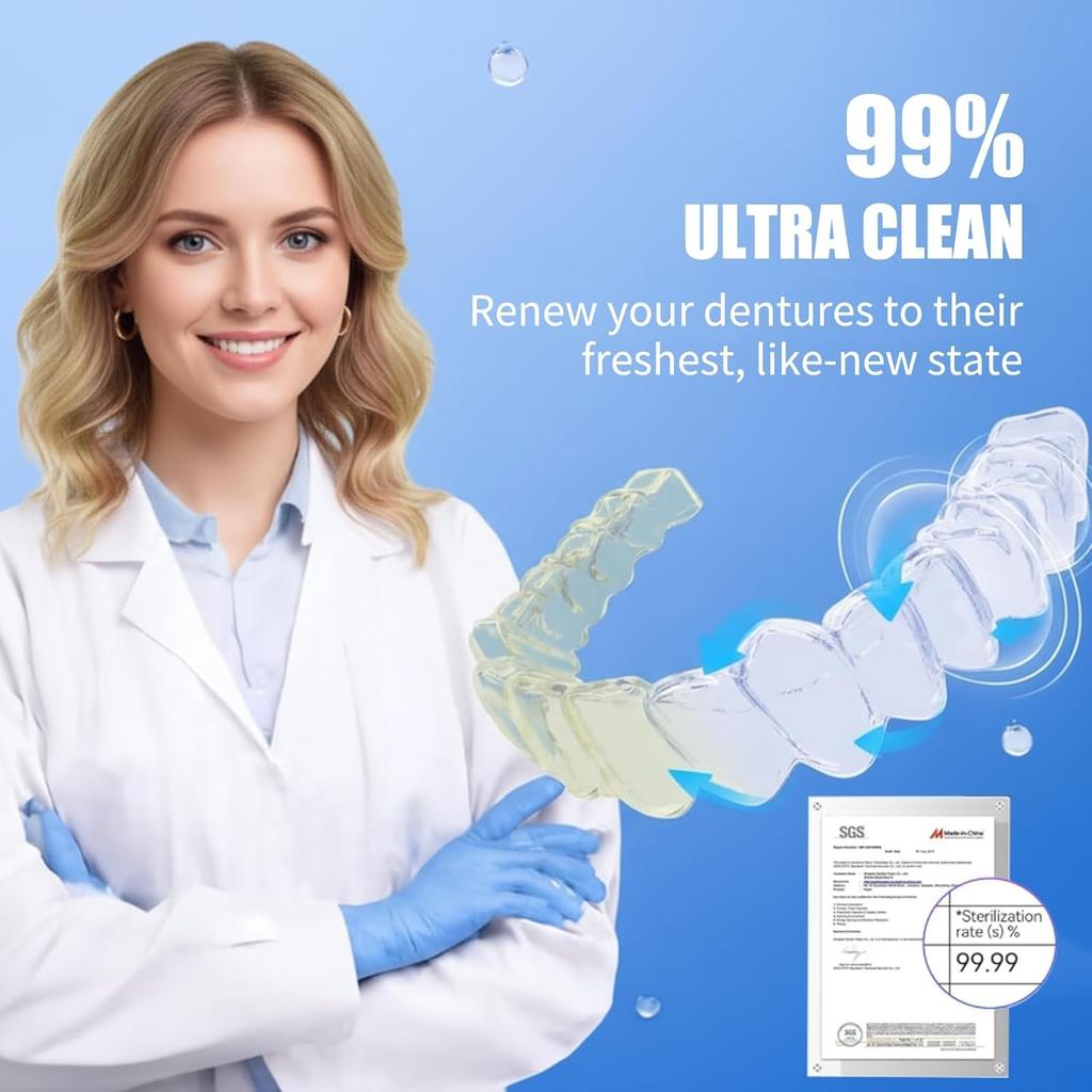 Macchina Pulitore Ultrasonico per Apparecchi Dentali 2025, Pod Pulizia Dentale 45kHz per Dentiera, Paradenti, Bite Notturno, Allineatore, Apparecchi Ortodontici, Testine Spazzolino da Denti,