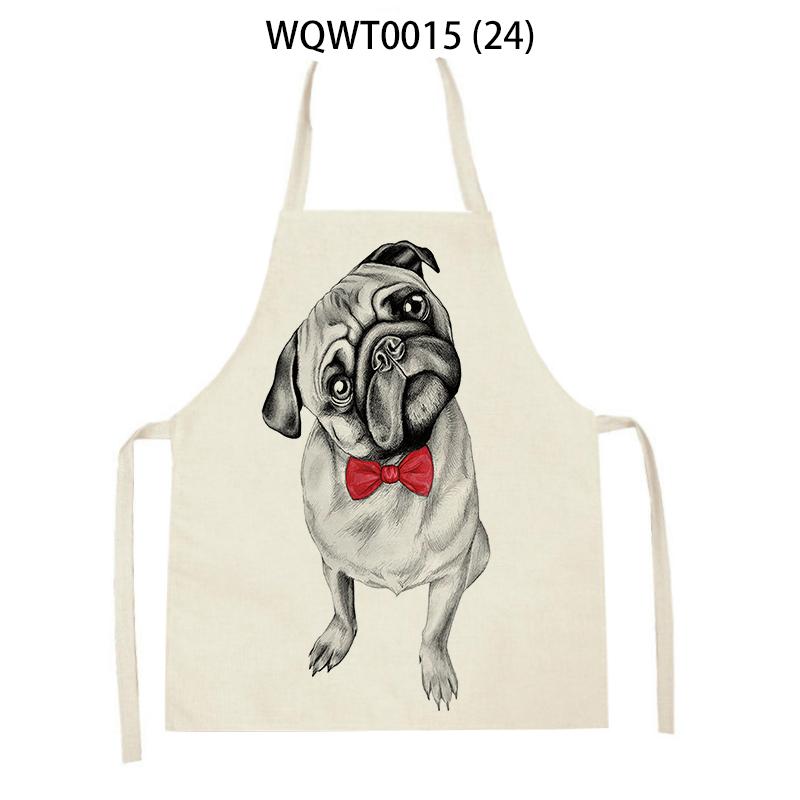Adult Kids Kitchen Apron Funny Cartoon Dog Printed Sleeveless Linen Baking Aprons for Men Women Home Cleaning Tools Delantal