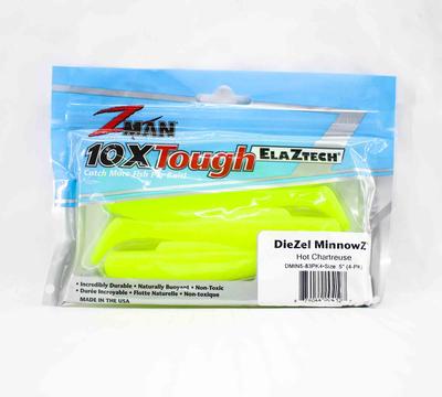 Zman Soft Lure Diezel MinnowZ 5 Inch 4/Pack Hot Chart (4127)