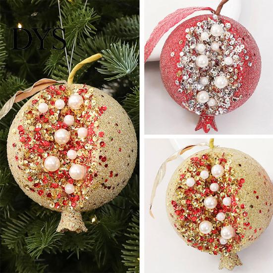 Sparkling Foam Ornaments Handmade Glitter Christmas Tree Pendant, Imitation Pearls Pomegranate Shaped Decorative Wedding Table Centerpieces