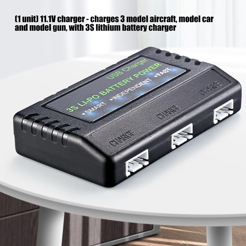 3S Battery Charger With 3 Independent Slots For Drones Car Model DC11.1V 800MAx3 Output Charging Slots