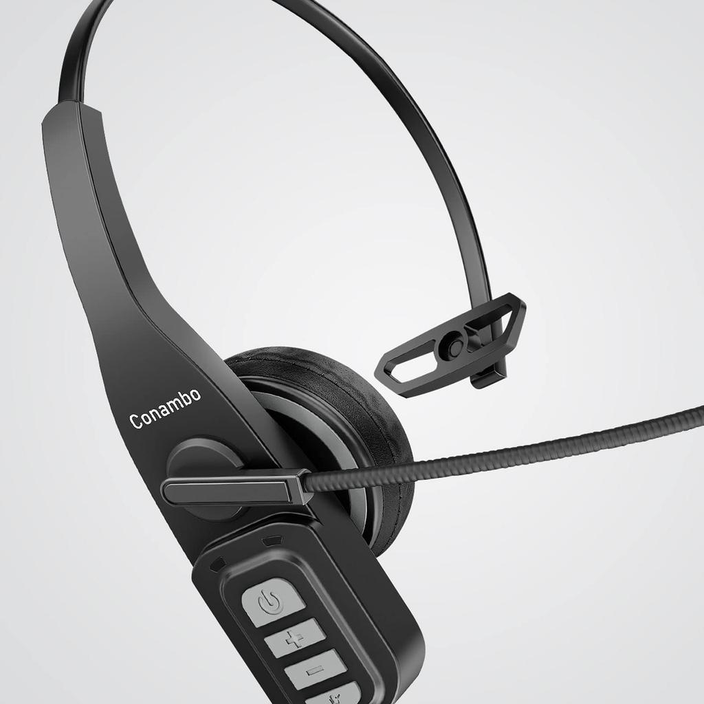Conambo JBT900 Bluetooth Single Ear with Wireless Headset with Mute Compatible with Mobile and Includes USB for Zoom Video and Call Center Use