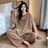 Women's Smile Face Cartoon Pajama Set - Long Sleeve Spring/Autumn Sleepwear