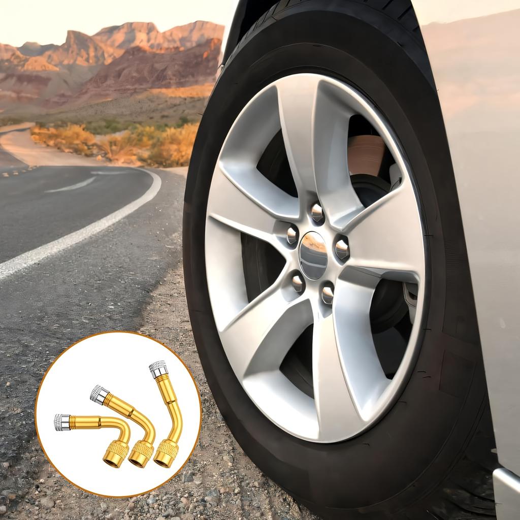 3pcs Tire Valve Stem Extender 45/90/135 Degree Angle Brass Air Tyre Valve Stem with Extension Adapter for Car Truck Motorcycle Valve Stems 1