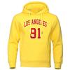 Los Angeles 91 Týmový potisk Mikiny s kapucí Podzimní fleecové pulovry Nadměrné Volné Streetwear Pohodlné Mikiny Móda