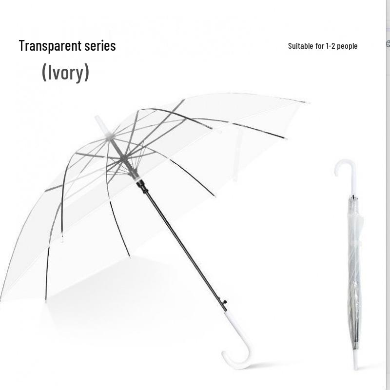 Extra Large Transparent Wind-Resistant Folding Umbrella with Long Handle - Korean Style for Two