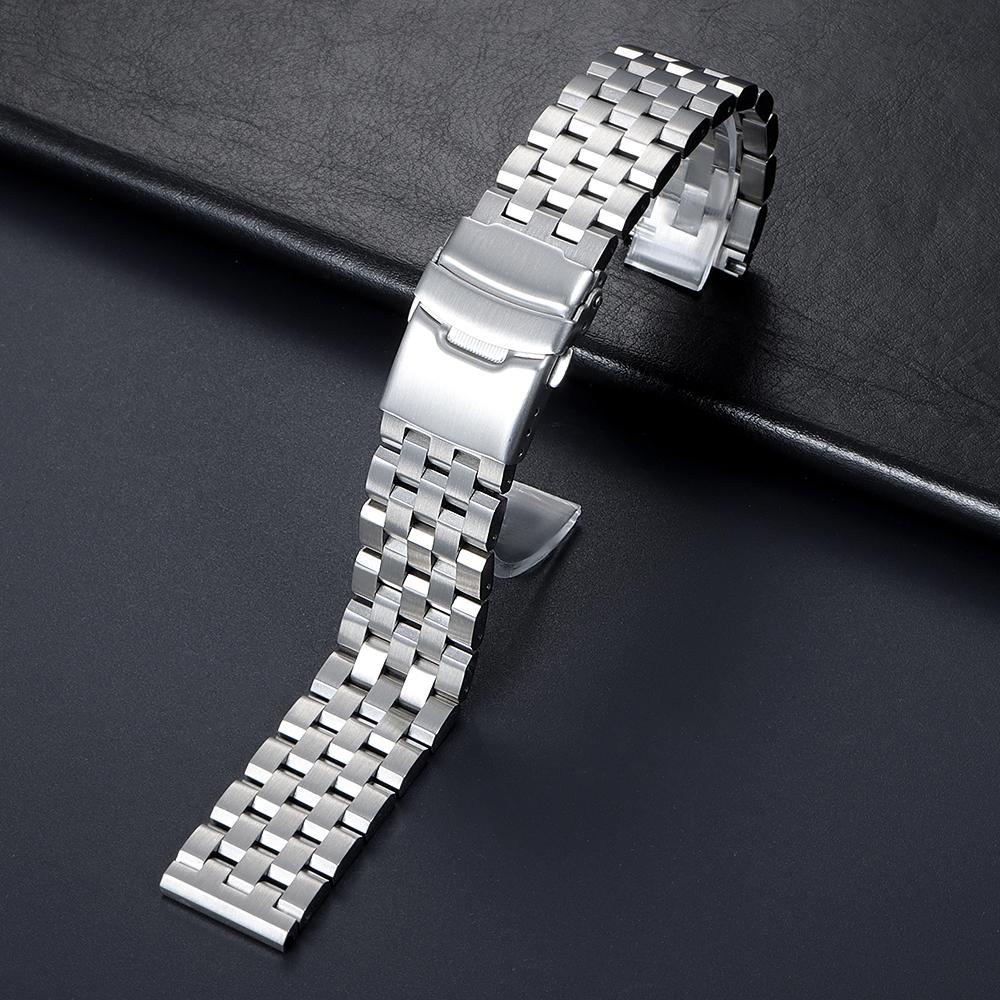 For Seiko Bracelet Full Solid Stainless Steel Strap 18mm 20mm 22mm 24mm Watch Band Flat End Men Wristband with Tool Accessories