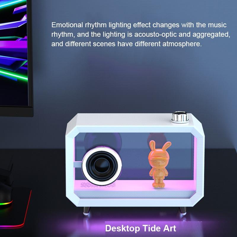 DIY Transparent Bluetooth Speaker RGB Colorful Lighting Computer Subwoofer Desktop Audio with High Volume Display BT AUX Play