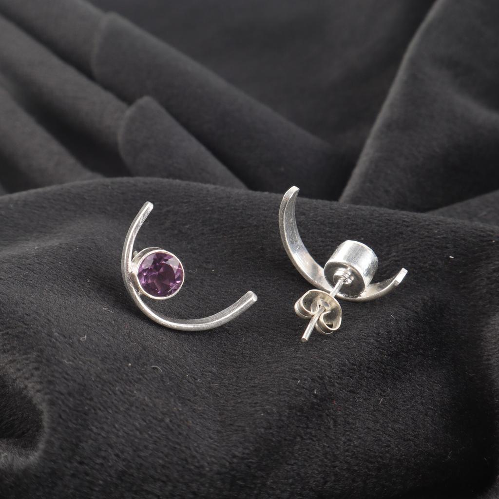 Amethyst Gemstone 925 Silver Ethnic Stud Engagement Gift Butterfly New Earrings EE-145-9