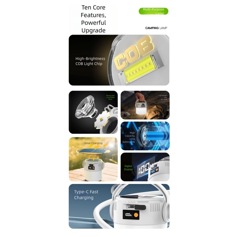 Compact Design Rechargeable Portable Light Solar Camping Light