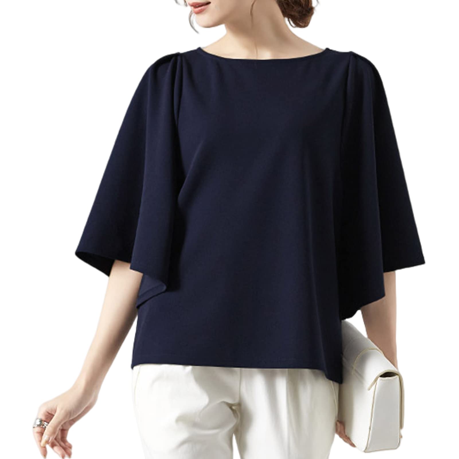 

Мем Сверхкороткий крой и короткий рукав Свободный круглый Весна Большой Свободный размер [MEME XTRA] Блузка, Женская рубашка, Рукав 3/4, Рукав, Весна, Лето, Топ,