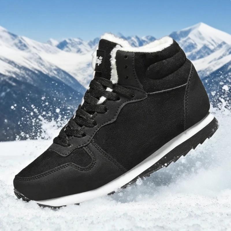 Men's Warm Ankle Boots Casual Winter Anti Slip Comfortable Fashion Sneakers Plush Heated Anti Slip Platform Winter Snow Boots