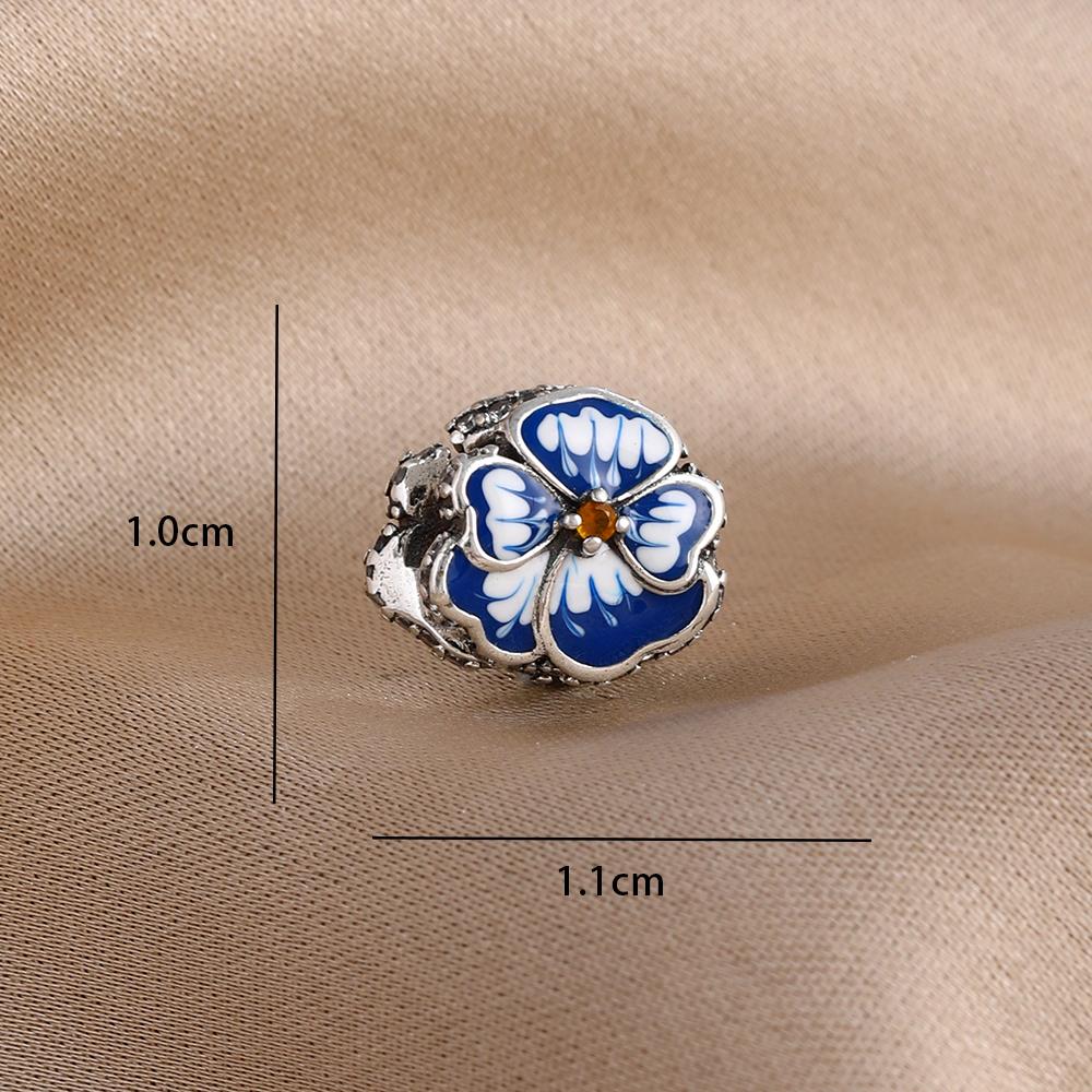 Blue 925 Silver Dolphin Octopus Turtle Swallow Pendant Bead, Suitable for European Bracelet DIY Women's Jewelry Accessories
