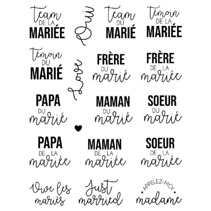 Set de tampons transparents - Artemio - On se marie - Team mariés - Mixte - Adulte - Scrapbooking