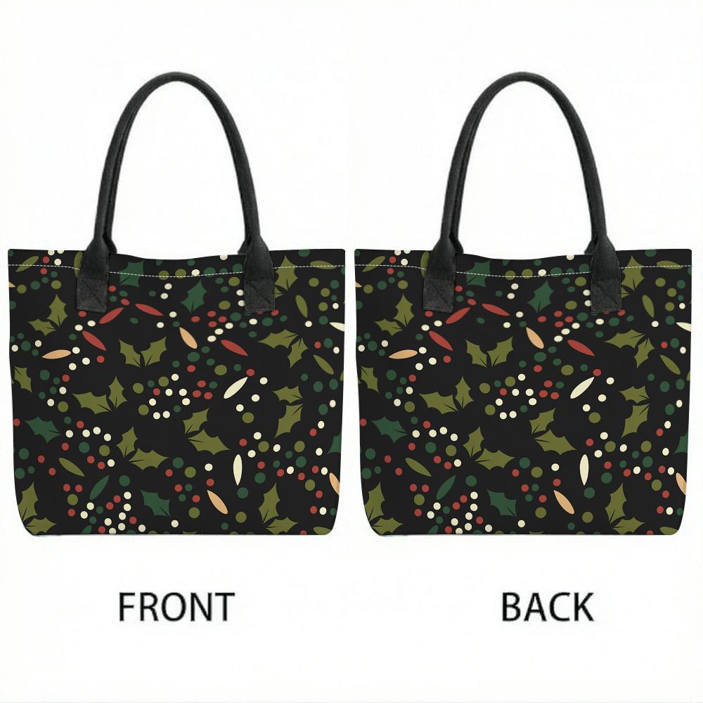 Holly Print Tote Bag Large Capacity Casual Daily Shoulder Bag for Shopping Travel