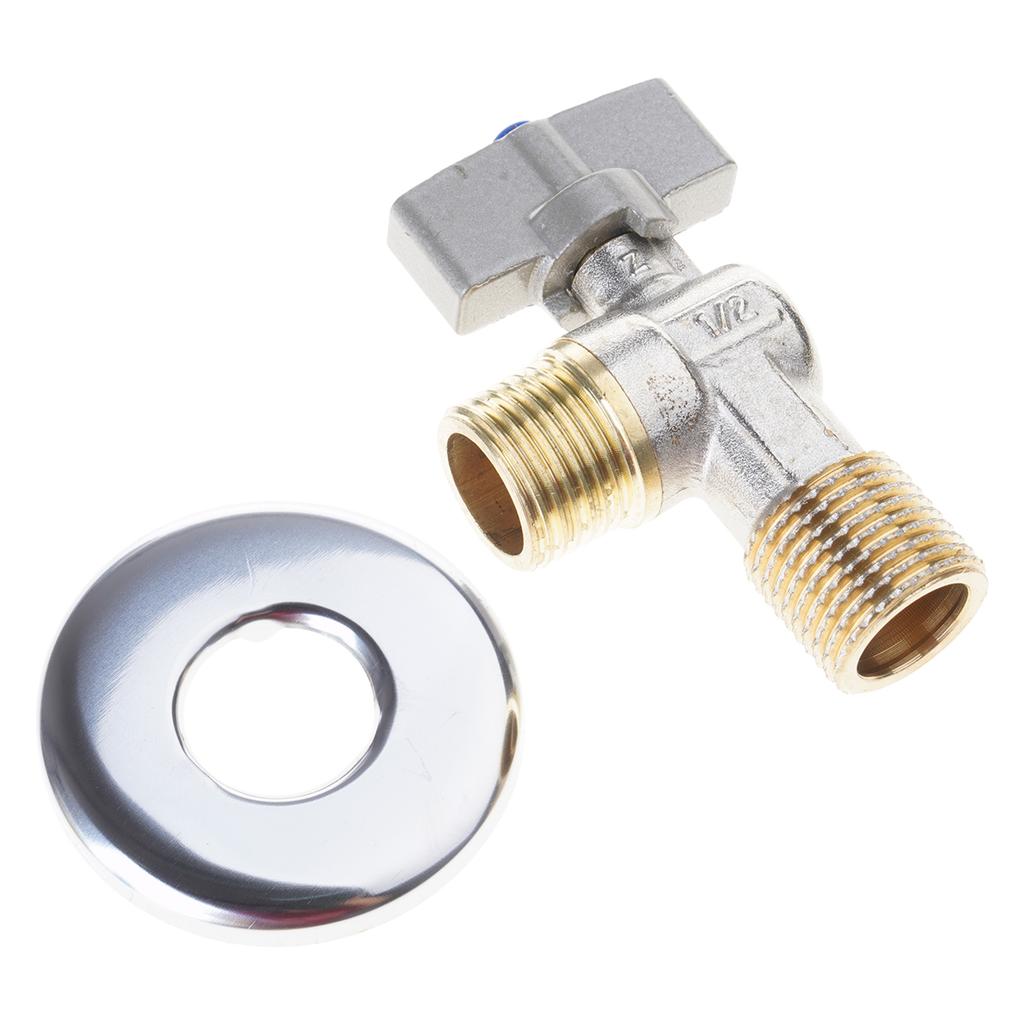 Brass Turn Shutoff Valves 1/2" Connection Heavy Duty Angle Stops Valves Quick Fixing for Water Heater & Sink Faucet