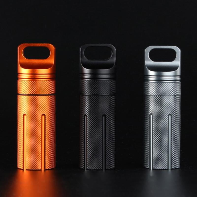 Aluminum Alloy Airtight Pill Container Bottle Portable Outdoor Edc Single Chamber Capsule Holder Waterproof Medicine Case Box