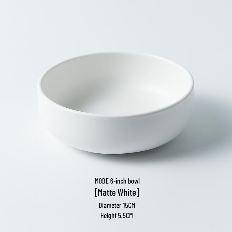 Yunhe Tang Nordic Ceramic Bowl: Creative Design for Noodles, Salad, Soup, and Fruit. матово-белый