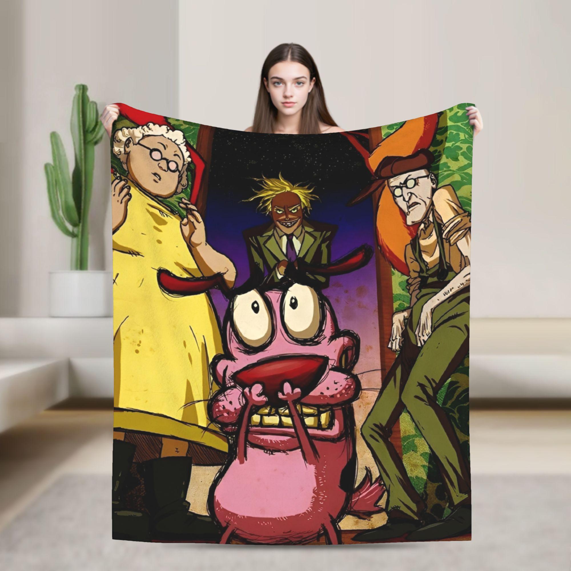 Courage Cowardlys Dog Blanket Quality Super Soft Throw Blanket Winter Decorative Living Room Aesthetic Bedspread 75X95CM