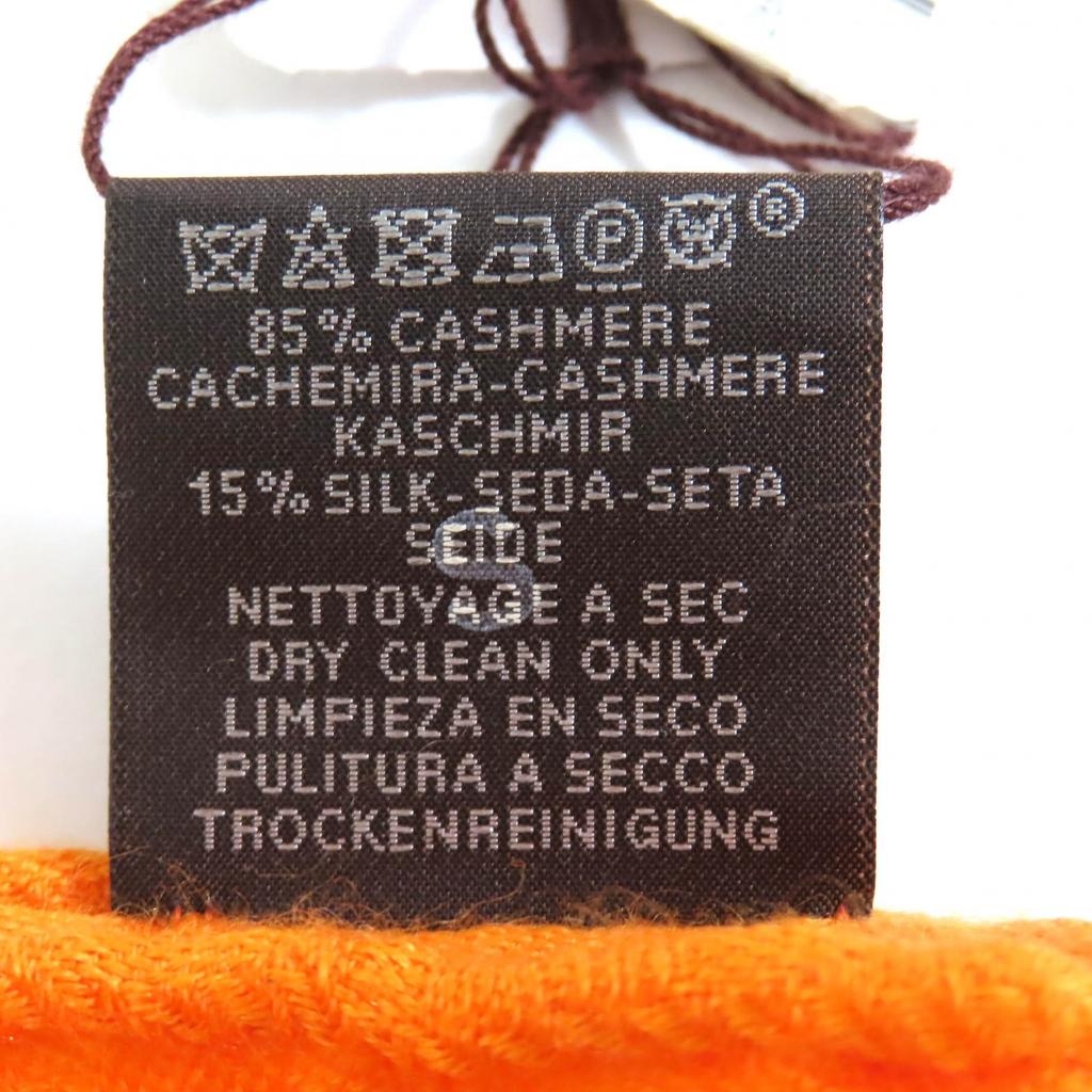 Excellent HERMES shawl New Libris Orange cashmere Women 262494S Used
