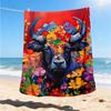 1pc Golden Retriever Roses Heart Outdoor Flannel Blanket, Cozy & Warm Soft Te Playful Design, Napping Camping,