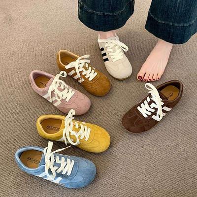 Ballettstil Moralische Trainingsschuhe Damen 2025 Frühling und Herbst neue Freizeitschuhe vielseitige leichte Sportschuhe Board-Schuhe weiße Schuhe