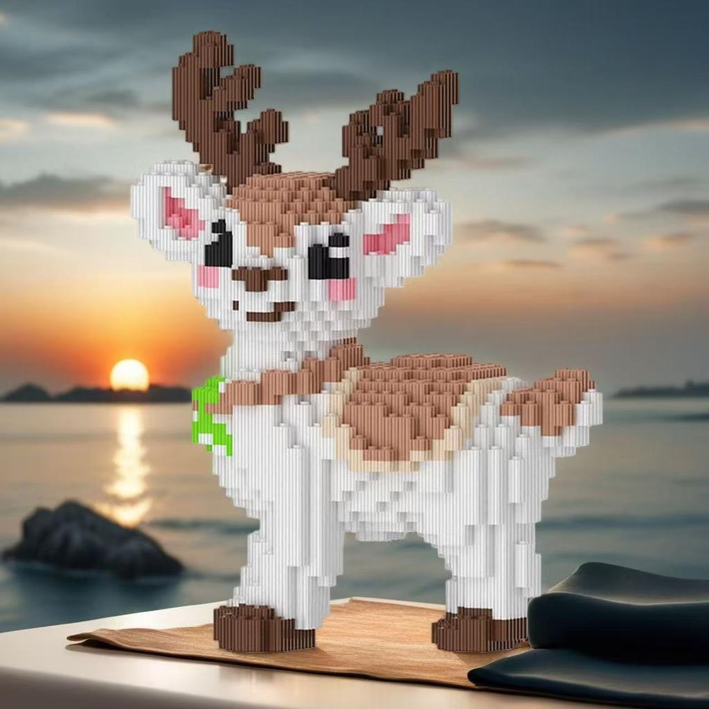 New  Animal 3D Elk Fawn Cute Micro Diamond Building Block Small Particle Toys Children's Kids Birthday Gifts Home Ornament