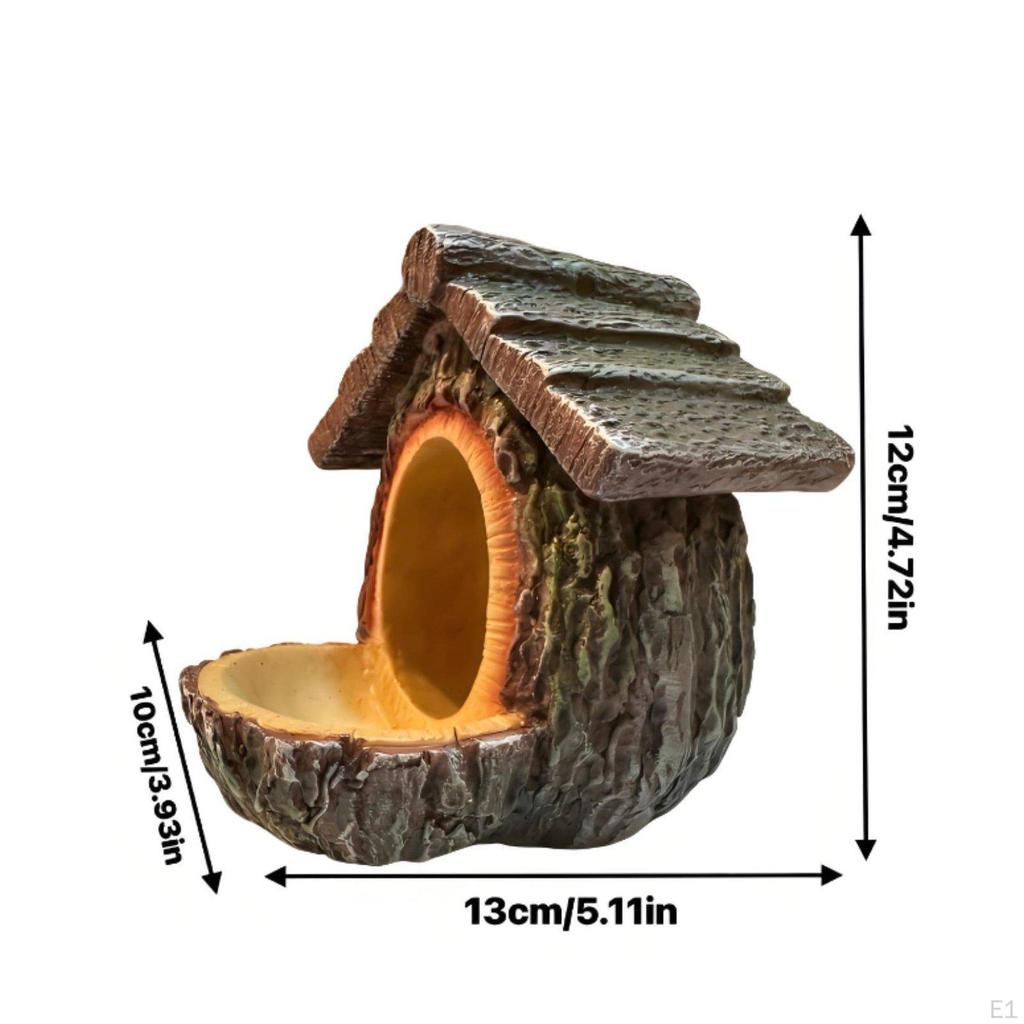 Hanging Bird Feeder Combined Function Resin Tree Stump Look Log Cabin Birdhouse for
