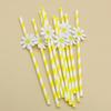 Creative Little Daisy Pink Flower Paper Party Straw with Card