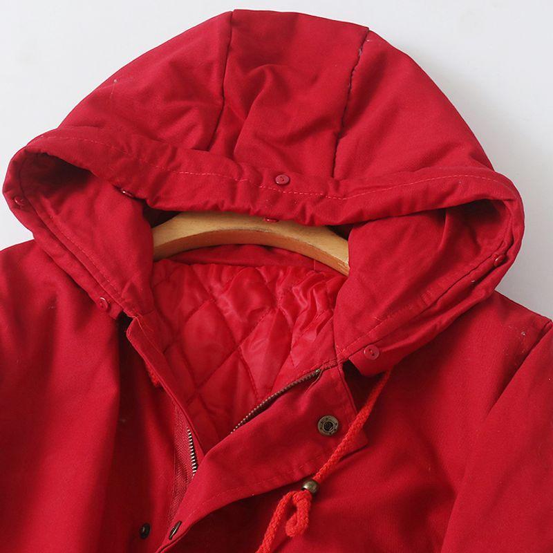 Long Length Cotton-Padded Coat Fall and Winter New Foreign Trade Women's Clothing Hooded Collar Long-Sleeve Zipper Thin Parka Cotton-Padded Coat 27081